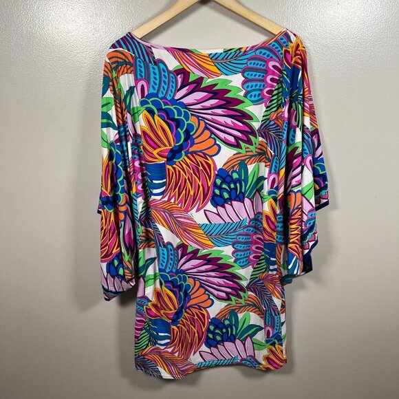 Trina Turk Paradise Plume Tunic Swim Cover Up One Size Tropical Beach Vacation - Picture 3 of 10